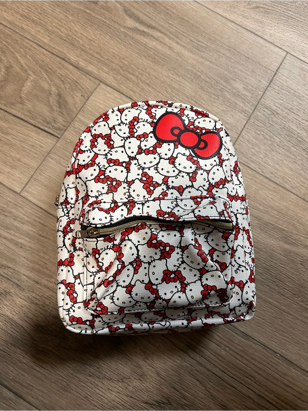 Hello Kitty White & Red Patterned Kids Mini Backpack